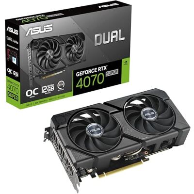 Asus Dual GeForce RTX 4070 SUPER EVO OC Edition Carte graphique gaming 12 Go GDDR6X (Nvidia RTX4070 SUPER DLSS 3, PCIe 4.0, 1 x HDMI 2.1a, 3 x DisplayPort 1.4a, DUAL-RTX4070S-O12G-EVO) Asus Dual GeForce RTX 4070 SUPER EVO OC Edition Carte graphique gaming 12 Go GDDR6X (Nvidia RTX4070 SUPER DLSS 3, PCIe 4.0, 1 x HDMI 2.1a, 3 x DisplayPort 1.4a, DUAL-RTX4070S-O12G-EVO)