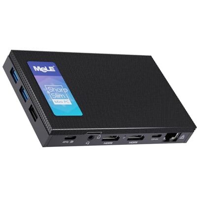 MeLE Quieter4C Mini PC sans Ventilateur N150 (jusqu'à 3,6GHz, 4C/4T) 16Go LPDDR4x 512Go Stockage Micro Ordinateur de Bureau Triple Affichage Double HDMI pour Home Cinéma/Commercial/Bureau MeLE Quieter4C Mini PC sans Ventilateur N150 (jusqu'à 3,6GHz, 4C/4T) 16Go LPDDR4x 512Go Stockage Micro Ordinateur de Bureau Triple Affichage Double HDMI pour Home Cinéma/Commercial/Bureau