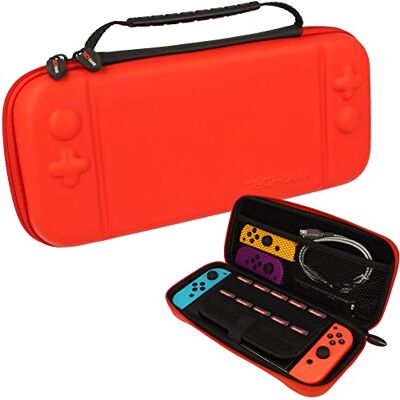 TECHGEAR Étui de transport rigide pour Nintendo Switch Pour Switch + manettes Joy-Con + cartes de jeu + accessoires, Rouge. TECHGEAR Étui de transport rigide pour Nintendo Switch Pour Switch + manettes Joy-Con + cartes de jeu + accessoires, Rouge.