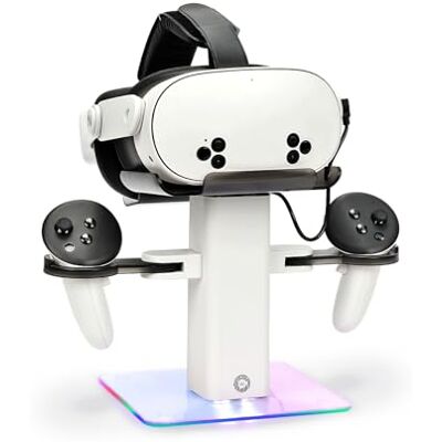 Growalleter Station de charge pour accessoires MetaQuest 3S/3/2/Pro, lumière LED RVB verticale, support de charge VR et support de manette – Charge uniquement pour casque MetaQuest (blanc) Growalleter Station de charge pour accessoires MetaQuest 3S/3/2/Pro, lumière LED RVB verticale, support de charge VR et support de manette – Charge uniquement pour casque MetaQuest (blanc)
