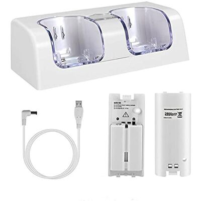 OSTENT Station de chargement + 2 batteries compatibles avec télécommande Nintendo Wii Blanc OSTENT Station de chargement + 2 batteries compatibles avec télécommande Nintendo Wii Blanc