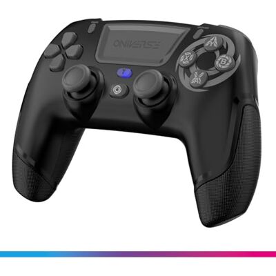 Oniverse Manette sans fil pour PS4 PS3 PC ANDROID iOS, Sortie Casque, Joystick Hall Effect, Batterie Rechargeable 1000mAh, boutons macro, mode Turbo, Wake up, Gyroscope 6 axes, Revolt Wasp Black Oniverse Manette sans fil pour PS4 PS3 PC ANDROID iOS, Sortie Casque, Joystick Hall Effect, Batterie Rechargeable 1000mAh, boutons macro, mode Turbo, Wake up, Gyroscope 6 axes, Revolt Wasp Black