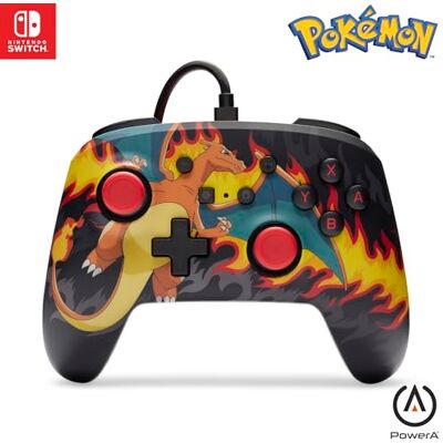 PowerA Manette filaire améliorée pour Nintendo Switch Tempête de feu de Charizard, manette de jeu, manette de jeu, manette filaire, sous licence officielle PowerA Manette filaire améliorée pour Nintendo Switch Tempête de feu de Charizard, manette de jeu, manette de jeu, manette filaire, sous licence officielle