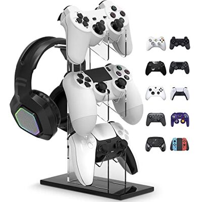 Wedorat Support universel à 3 niveaux pour manette et casque Support de rangement pour PS5 PS4 Noir Wedorat Support universel à 3 niveaux pour manette et casque Support de rangement pour PS5 PS4 Noir