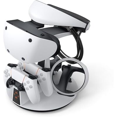KIWI design D2 Station de recharge de manettes 3-en-1 pour PSVR2 et PS5 avec support d'affichage VR et indicateur de charge LED KIWI design D2 Station de recharge de manettes 3-en-1 pour PSVR2 et PS5 avec support d'affichage VR et indicateur de charge LED