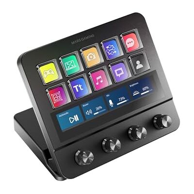 Mars Gaming MSD-Pro, Control Deck, 10 Touches LCD et 4 Boutons Personnalisables, Écran Tactile Étendu Animé, Base Réglable ; Logiciel de Contrôle, Hub USB avec 2X USB 3.0 + 1x USB-C, Noir Mars Gaming MSD-Pro, Control Deck, 10 Touches LCD et 4 Boutons Personnalisables, Écran Tactile Étendu Animé, Base Réglable ; Logiciel de Contrôle, Hub USB avec 2X USB 3.0 + 1x USB-C, Noir