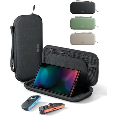 Belkin Gaming Pochette de transport pour Nintendo Switch 2 (compartiments pour AirTag et cartes de jeux, étui léger et portable avec coque de protection et revêtement intérieur doux au toucher, gris) Belkin Gaming Pochette de transport pour Nintendo Switch 2 (compartiments pour AirTag et cartes de jeux, étui léger et portable avec coque de protection et revêtement intérieur doux au toucher, gris)