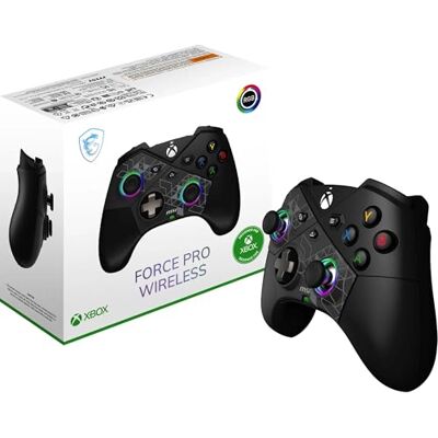 MSI Force Pro Manette de jeu PC sans fil – 2,4 GHz, Bluetooth, USB type C vers A – Avec filaire/sans fil, batterie Li-ion 1000 mAh (48 h), déclencheur effet Hall, moteurs quad-vibrations, RVB MSI Force Pro Manette de jeu PC sans fil – 2,4 GHz, Bluetooth, USB type C vers A – Avec filaire/sans fil, batterie Li-ion 1000 mAh (48 h), déclencheur effet Hall, moteurs quad-vibrations, RVB