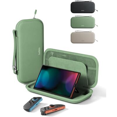Belkin Gaming Pochette de transport pour Nintendo Switch 2 (compartiments pour AirTag et cartes de jeux, étui léger et portable avec coque de protection et revêtement intérieur doux au toucher, Vert) Belkin Gaming Pochette de transport pour Nintendo Switch 2 (compartiments pour AirTag et cartes de jeux, étui léger et portable avec coque de protection et revêtement intérieur doux au toucher, Vert)