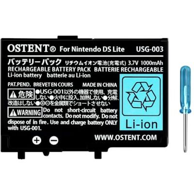 OSTENT 3.7V 1000mAh Batterie Rechargeable Li-ion Polymer Lithium-ion Kit d'outils pour Nintendo DSL NDS Lite OSTENT 3.7V 1000mAh Batterie Rechargeable Li-ion Polymer Lithium-ion Kit d'outils pour Nintendo DSL NDS Lite