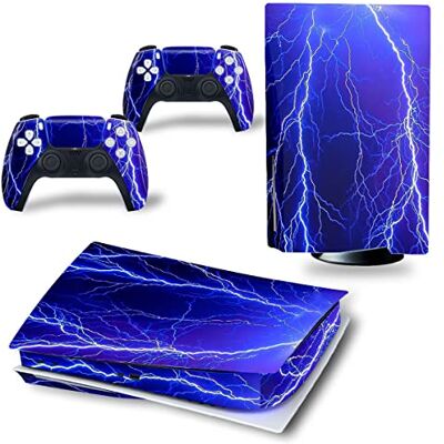 TAIFOND Autocollant en vinyle pour console et manettes PS5 version disque Playstation 5, console et manettes Lightning PS5 TAIFOND Autocollant en vinyle pour console et manettes PS5 version disque Playstation 5, console et manettes Lightning PS5