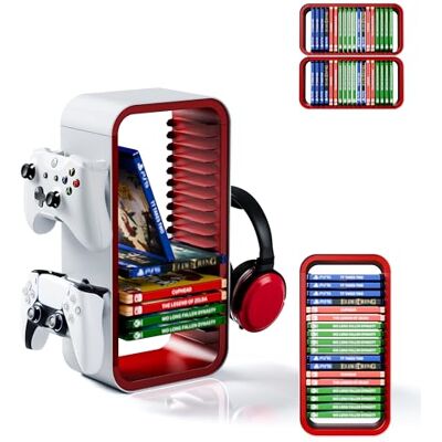 Tideal Tour de rangement universelle Pro pour jusqu'à 18 jeux Avec support de manette pour 4 manettes de jeu Accessoires de jeu pour PS5, PS4, PS3, Xbox X/S/One, Switch 1 + 2, Switch OLED, BluRay,, blanc Tideal Tour de rangement universelle Pro pour jusqu'à 18 jeux Avec support de manette pour 4 manettes de jeu Accessoires de jeu pour PS5, PS4, PS3, Xbox X/S/One, Switch 1 + 2, Switch OLED, BluRay,, blanc