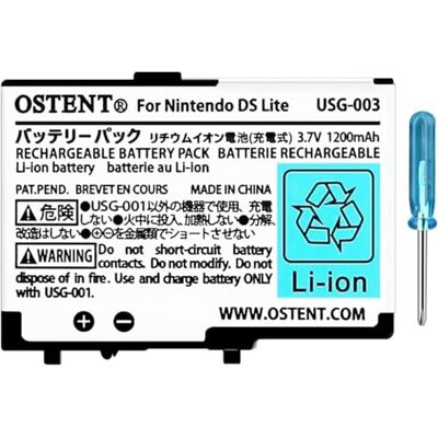 OSTENT 3.7V 1200mAh Rechargeable Li-ion Polymer Lithium-ion Batterie Pack Outil Kit Stylo pour Nintendo DSL NDS Lite OSTENT 3.7V 1200mAh Rechargeable Li-ion Polymer Lithium-ion Batterie Pack Outil Kit Stylo pour Nintendo DSL NDS Lite