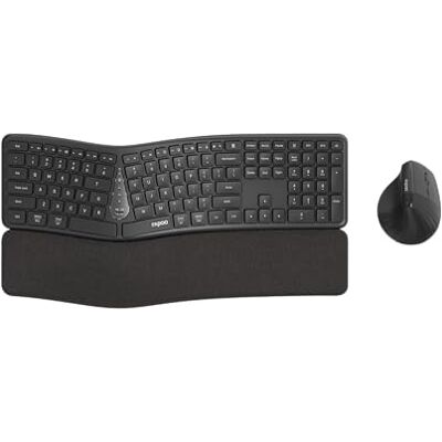 Rapoo I Clavier et souris sans fil (clavier QWERTY espagnol, ergonomique et silencieux, souris 2,4 GHz et Bluetooth, 1 600 dpi, piles) Noir Rapoo I Clavier et souris sans fil (clavier QWERTY espagnol, ergonomique et silencieux, souris 2,4 GHz et Bluetooth, 1 600 dpi, piles) Noir