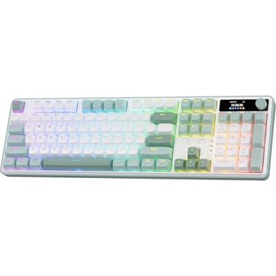 Redragon K761 Gasket Clavier de jeu avec affichage hype et bouton, 104 touches, contrôle facile, écran d'information TFT de 1,14 pouces, atténuation du bruit 5 couches, interrupteur linéaire, couleur Redragon K761 Gasket Clavier de jeu avec affichage hype et bouton, 104 touches, contrôle facile, écran d'information TFT de 1,14 pouces, atténuation du bruit 5 couches, interrupteur linéaire, couleur