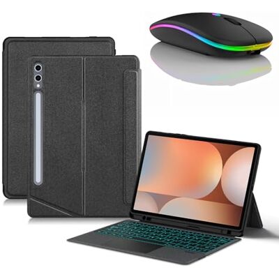 JZCZMCE Étui avec clavier fin et amovible rétroéclairé sans fil avec porte-crayon pour Samsung Galaxy Tab S10 Plus 12,4" 2024 (SM-X820) JZCZMCE Étui avec clavier fin et amovible rétroéclairé sans fil avec porte-crayon pour Samsung Galaxy Tab S10 Plus 12,4" 2024 (SM-X820)