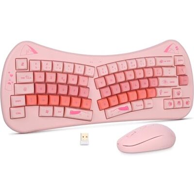 Rii Clavier et Souris sans Fil Combo, Compatible Windows Mac OS Android, Touches Chocolat Slim avec Traitement UV Anti-Abrasion, Rose Rii Clavier et Souris sans Fil Combo, Compatible Windows Mac OS Android, Touches Chocolat Slim avec Traitement UV Anti-Abrasion, Rose