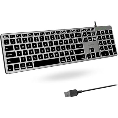 Macally Clavier Mac rétroéclairé filaire – Silencieux, élégant et fonctionnel – 3 niveaux de luminosité, 107 touches – Clavier Apple filaire USB de 1,5 m – Clavier filaire rétroéclairé pour Mac, iMac, MacBook Pro/Air – Gris sidéral Macally Clavier Mac rétroéclairé filaire – Silencieux, élégant et fonctionnel – 3 niveaux de luminosité, 107 touches – Clavier Apple filaire USB de 1,5 m – Clavier filaire rétroéclairé pour Mac, iMac, MacBook Pro/Air – Gris sidéral