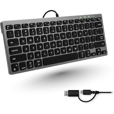 Macally Petit clavier filaire pour Mac et PC (double USB C + A) Gain de place Disposition 78 touches avec 13 raccourcis Type C Clavier compact USB C pour MacBook, iMac, iPad, iPhone Gris Macally Petit clavier filaire pour Mac et PC (double USB C + A) Gain de place Disposition 78 touches avec 13 raccourcis Type C Clavier compact USB C pour MacBook, iMac, iPad, iPhone Gris