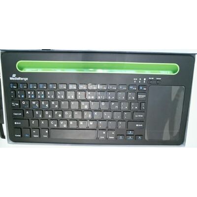 MediaRange Clavier sans fil compact multi-couplage avec 78 touches et pavé tactile, clavier QWERTY (GR) noir/vert MediaRange Clavier sans fil compact multi-couplage avec 78 touches et pavé tactile, clavier QWERTY (GR) noir/vert
