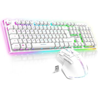 Spirit Of Gamer x Ultimate 600 Gaming Clavier Souris Set Sans Fil Blanc Rechargeable RGB Disposition QWERTZ Allemand Clavier Semi Mécanique 4800 DPI Souris Sans Fil Pour PS5, PS4, PC, Xbox Spirit Of Gamer x Ultimate 600 Gaming Clavier Souris Set Sans Fil Blanc Rechargeable RGB Disposition QWERTZ Allemand Clavier Semi Mécanique 4800 DPI Souris Sans Fil Pour PS5, PS4, PC, Xbox