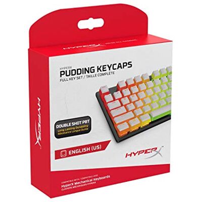 HyperX Touches – Jeu complet – PBT – (Blanc) – Disposition Anglais américain – 104 touches, Rétroéclairage, Profil OEM HyperX Touches – Jeu complet – PBT – (Blanc) – Disposition Anglais américain – 104 touches, Rétroéclairage, Profil OEM