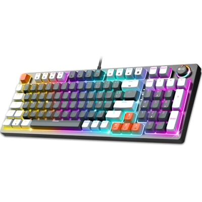 Spirit Of Gamer XPERT K350, Clavier Gamer Mécanique AZERTY, 97 Touches à Switch Marron 100% Antighosting et Remplaçables, 11 Modes de Rétro-éclairage RGB, Format Compact, 2 Switchs Inclus, Gris Spirit Of Gamer XPERT K350, Clavier Gamer Mécanique AZERTY, 97 Touches à Switch Marron 100% Antighosting et Remplaçables, 11 Modes de Rétro-éclairage RGB, Format Compact, 2 Switchs Inclus, Gris