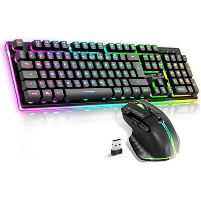 Spirit Of Gamer , Pack Clavier Souris sans Fil Gamer Rechargeable RGB, Structure Aluminium, QWERTZ DE Rétroéclairé, Gaming Keyboard Semi Mécanique, Wireless Mouse 4800 DPI, PC, Noir Spirit Of Gamer , Pack Clavier Souris sans Fil Gamer Rechargeable RGB, Structure Aluminium, QWERTZ DE Rétroéclairé, Gaming Keyboard Semi Mécanique, Wireless Mouse 4800 DPI, PC, Noir