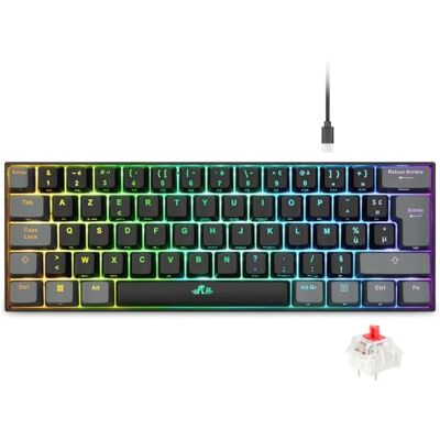 Rii RK802 60% Clavier Mécanique Gamer 3 Modes de Connectivité Commutateurs Rouges Rétroéclairage RGB Prise en Charge des Macros Rii RK802 60% Clavier Mécanique Gamer 3 Modes de Connectivité Commutateurs Rouges Rétroéclairage RGB Prise en Charge des Macros