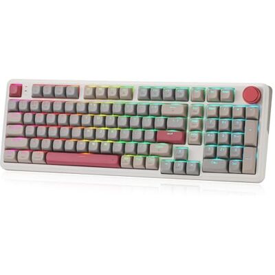 Redragon K768 PRO Clavier de jeu RVB sans fil 100 touches, clavier mécanique massif 8000 mAh PBT avec prise remplaçable à chaud, bouton de contrôle dédié et amortissement du bruit à 5 couches Redragon K768 PRO Clavier de jeu RVB sans fil 100 touches, clavier mécanique massif 8000 mAh PBT avec prise remplaçable à chaud, bouton de contrôle dédié et amortissement du bruit à 5 couches