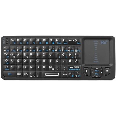 Rii Mini clavier Bluetooth avec pavé tactile, clavier sans fil avec apprentissage infrarouge et rétroéclairage pour Android TV Box/Mac/ordinateur portable/Windows/tablette (disposition allemande) Rii Mini clavier Bluetooth avec pavé tactile, clavier sans fil avec apprentissage infrarouge et rétroéclairage pour Android TV Box/Mac/ordinateur portable/Windows/tablette (disposition allemande)
