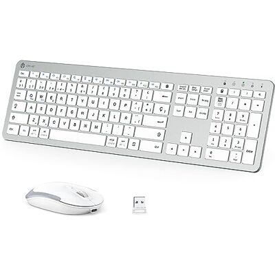 iClever GK08 Teclado y Ratón Inalámbricos – Tipo-C Teclado Ergonómico Silencioso de Tamaño Completo, 2.4G Conexión Estable Teclado y Ratón Mac Delgado pour Ordenador Windows Mac OS, Blanco iClever GK08 Teclado y Ratón Inalámbricos – Tipo-C Teclado Ergonómico Silencioso de Tamaño Completo, 2.4G Conexión Estable Teclado y Ratón Mac Delgado pour Ordenador Windows Mac OS, Blanco