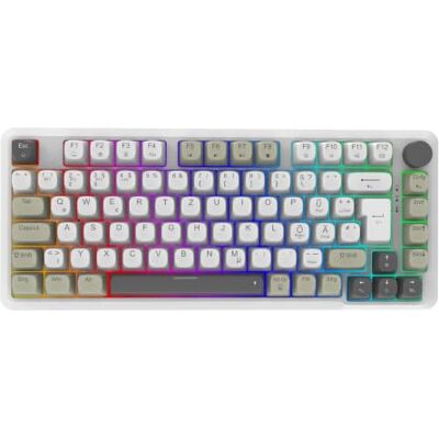 İnca IKG-455 Clavier de jeu sans fil, commutateurs gris remplaçables à chaud, batterie 4000 mAh, tri-mode (Bluetooth/2,4 GHz/USB-C), design de montage d'étanchéité, touches PBT, éclairage RVB İnca IKG-455 Clavier de jeu sans fil, commutateurs gris remplaçables à chaud, batterie 4000 mAh, tri-mode (Bluetooth/2,4 GHz/USB-C), design de montage d'étanchéité, touches PBT, éclairage RVB