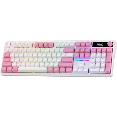 Redragon K762 Clavier de jeu sans fil Gasket Écran hype et bouton rotatif, 104 touches mécaniques, écran de contrôle TFT, amortissement du bruit à 5 couches Redragon K762 Clavier de jeu sans fil Gasket Écran hype et bouton rotatif, 104 touches mécaniques, écran de contrôle TFT, amortissement du bruit à 5 couches