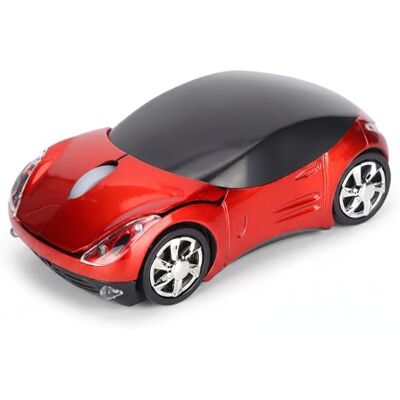 Bewinner Souris de jeu filaire, 2,4 G optique sans fil en forme de voiture rouge pour ordinateur portable, PC, tablette de jeu Bewinner Souris de jeu filaire, 2,4 G optique sans fil en forme de voiture rouge pour ordinateur portable, PC, tablette de jeu