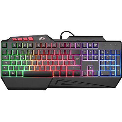 Rii Clavier Gamer Semi-Mécanique USB Filaire, 19 touches Anti-Ghosting avec rétroéclairage LED, Multimédia, Silencieux, Clavier Gaming Membrane AZERTY Etanche pour Ordinateur Windows/IOS/Xbox/PS4/PS5 Rii Clavier Gamer Semi-Mécanique USB Filaire, 19 touches Anti-Ghosting avec rétroéclairage LED, Multimédia, Silencieux, Clavier Gaming Membrane AZERTY Etanche pour Ordinateur Windows/IOS/Xbox/PS4/PS5