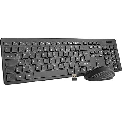 Rii Ensemble clavier-souris sans fil, clavier et souris, pour PC/ordinateur portable/Windows/Smart TV, disposition allemande Noir Rii Ensemble clavier-souris sans fil, clavier et souris, pour PC/ordinateur portable/Windows/Smart TV, disposition allemande Noir