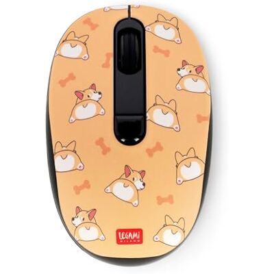 Legami Souris sans Fil avec Récepteur USB Ultra Compact, Thème Corgi, 3 Options de Vitesse, Matériau ABS, Connexion sans Fil Jusqu'à 10 m Legami Souris sans Fil avec Récepteur USB Ultra Compact, Thème Corgi, 3 Options de Vitesse, Matériau ABS, Connexion sans Fil Jusqu'à 10 m