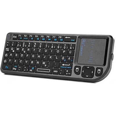 Rii X1 Mini Clavier sans fil Smart TV Clavier sans fil avec pavé tactile, Mini clavier pour Smart TV télécommande/PC/PAD/Xbox 360/PS3/Google Android TV Box/HTPC/IPTV (De Layout) Rii X1 Mini Clavier sans fil Smart TV Clavier sans fil avec pavé tactile, Mini clavier pour Smart TV télécommande/PC/PAD/Xbox 360/PS3/Google Android TV Box/HTPC/IPTV (De Layout)