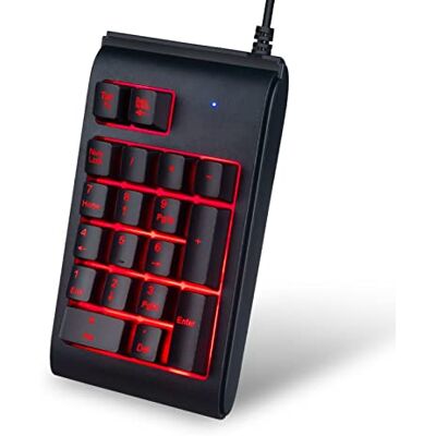 Thincol Clavier numérique rétroéclairé de poche, pavé numérique à 19 touches, clavier filaire USB pour ordinateur portable et caissier Thincol Clavier numérique rétroéclairé de poche, pavé numérique à 19 touches, clavier filaire USB pour ordinateur portable et caissier