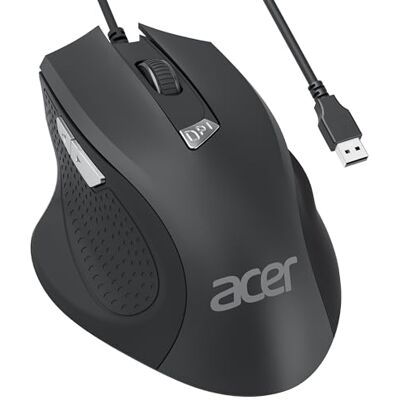 Acer Souris Filaire USB, Souris PC Ergonomique avec Fil, Souris Optique USB à 6 Boutons Programmables, 3200 PPP, Compatible avec PC/Mac/Laptop/Chromebook Acer Souris Filaire USB, Souris PC Ergonomique avec Fil, Souris Optique USB à 6 Boutons Programmables, 3200 PPP, Compatible avec PC/Mac/Laptop/Chromebook