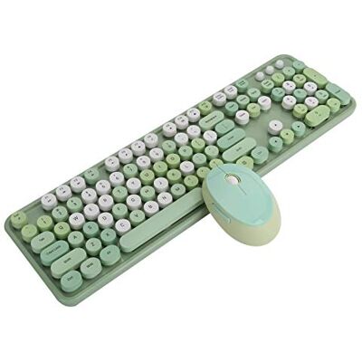 Goshyda Ensemble clavier et souris sans fil, 2.4Ghz 104 touches rétro machine à écrire Style bureau bureau clavier mécanique souris combo avec bouton multimédia(vert) Goshyda Ensemble clavier et souris sans fil, 2.4Ghz 104 touches rétro machine à écrire Style bureau bureau clavier mécanique souris combo avec bouton multimédia(vert)