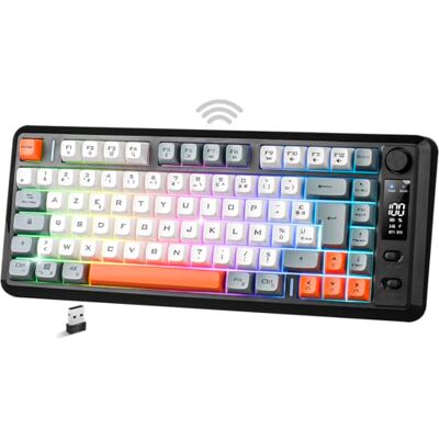 Spirit Of Gamer Elite K30, Clavier Gamer TKL sans Fil AZERTY, Double Connexion Bluetooth & RF 2,4 GHz, Touches Semi-Mécanique Dont 24 Antighosting, RGB 6 Modes, Écran LCD, 190h Autonomie Spirit Of Gamer Elite K30, Clavier Gamer TKL sans Fil AZERTY, Double Connexion Bluetooth & RF 2,4 GHz, Touches Semi-Mécanique Dont 24 Antighosting, RGB 6 Modes, Écran LCD, 190h Autonomie