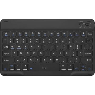 Rii Clavier Bluetooth fin sans fil avec chargement de type C, clavier portable pour iPad, Mac, Windows, tablettes Android, Samsung, tablette, ordinateur portable, smartphone Rii Clavier Bluetooth fin sans fil avec chargement de type C, clavier portable pour iPad, Mac, Windows, tablettes Android, Samsung, tablette, ordinateur portable, smartphone