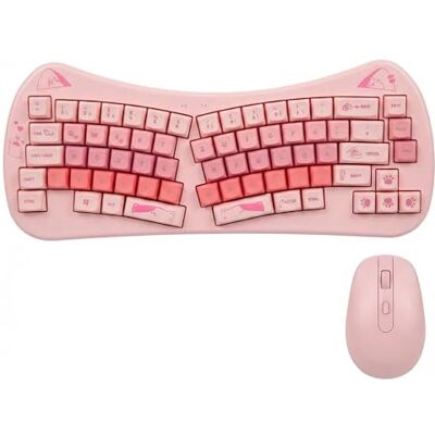 Rii Ensemble clavier souris sans fil 2,4 GHz avec souris, clavier ergonomique sans fil et souris pour PC/ordinateur portable/Windows/MacOS/Linux, disposition allemande QWERTZ, rose Rii Ensemble clavier souris sans fil 2,4 GHz avec souris, clavier ergonomique sans fil et souris pour PC/ordinateur portable/Windows/MacOS/Linux, disposition allemande QWERTZ, rose