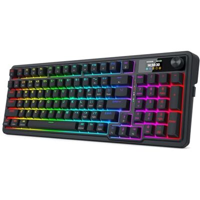 Redragon K719 Gasket RGB Gaming Clavier 95 touches Écran TFT 1,14" Bouton rotatif mécanique 5 couches d'atténuation du bruit Interrupteur linéaire Noir Redragon K719 Gasket RGB Gaming Clavier 95 touches Écran TFT 1,14" Bouton rotatif mécanique 5 couches d'atténuation du bruit Interrupteur linéaire Noir