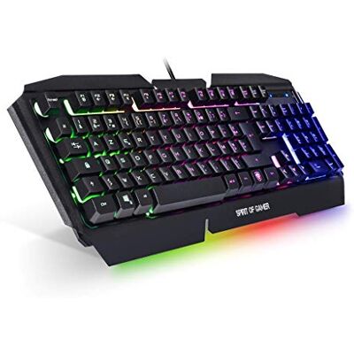 Spirit Of Gamer Clavier Gaming Semi-Mécanique QWERTY US PRO-K5 / Rétroéclairage LED RGB / 19 Touches Anti-Ghosting/Châssis Métallique/Câble USB Gainé PS4 / XBOX ONE/PC/MAC Spirit Of Gamer Clavier Gaming Semi-Mécanique QWERTY US PRO-K5 / Rétroéclairage LED RGB / 19 Touches Anti-Ghosting/Châssis Métallique/Câble USB Gainé PS4 / XBOX ONE/PC/MAC