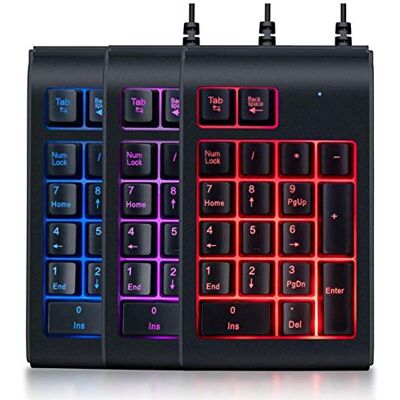 Gaeirt Clavier Numérique Pavé Numérique, Clavier Mécanique Tricolore Rétroéclairé à 19 Touches, Clavier Filaire pour Ordinateur Portable, Clavier Numérique à 19 Touches, Portable pour Le(Le Noir) Gaeirt Clavier Numérique Pavé Numérique, Clavier Mécanique Tricolore Rétroéclairé à 19 Touches, Clavier Filaire pour Ordinateur Portable, Clavier Numérique à 19 Touches, Portable pour Le(Le Noir)