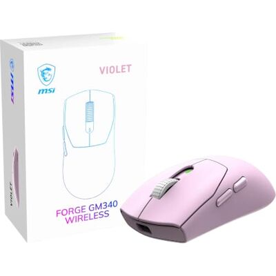 MSI Forge GM340 Wireless Violet Souris Gaming sans-Fil/Filaire, 12000 DPI, taux d'interrogation de 1000 Hz, Design symétrique, 50+ Millions de clics, 6 Boutons, autonomie 82 Heures, Latence 1 ms, 57g MSI Forge GM340 Wireless Violet Souris Gaming sans-Fil/Filaire, 12000 DPI, taux d'interrogation de 1000 Hz, Design symétrique, 50+ Millions de clics, 6 Boutons, autonomie 82 Heures, Latence 1 ms, 57g