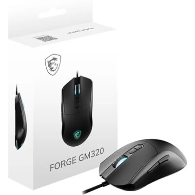 MSI FORGE GM320 Souris de jeu Capteur optique 12800 DPI, symétrique, 20 millions de commutateurs à clic, 7 boutons, latence 1 ms, LED RVB, 126 g Filaire MSI FORGE GM320 Souris de jeu Capteur optique 12800 DPI, symétrique, 20 millions de commutateurs à clic, 7 boutons, latence 1 ms, LED RVB, 126 g Filaire